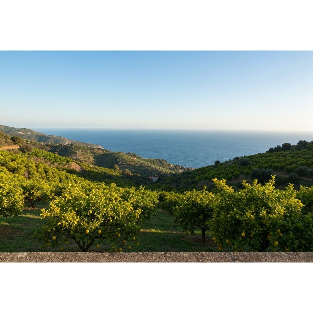 Μεσογειακό τοπίο με λεμονιές